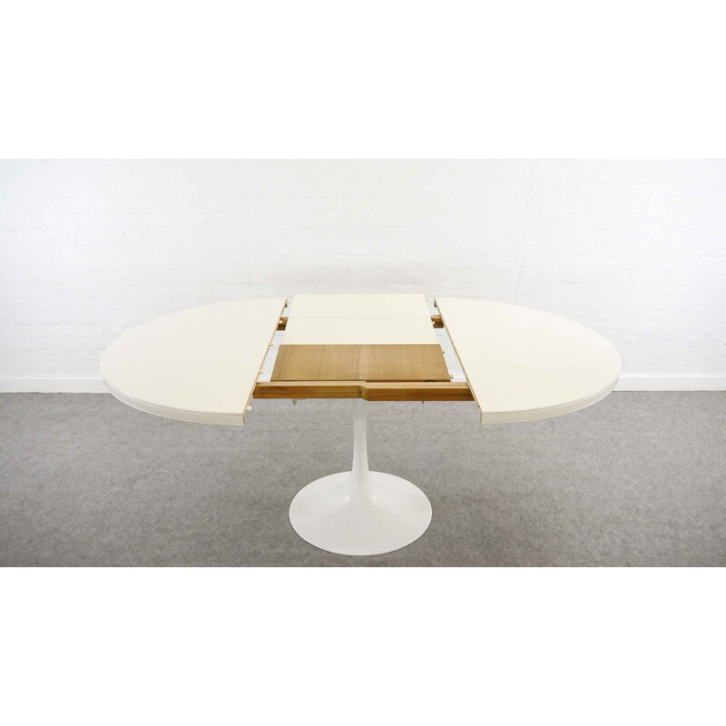 Vintage german extendable table in white aluminium and wood 1970