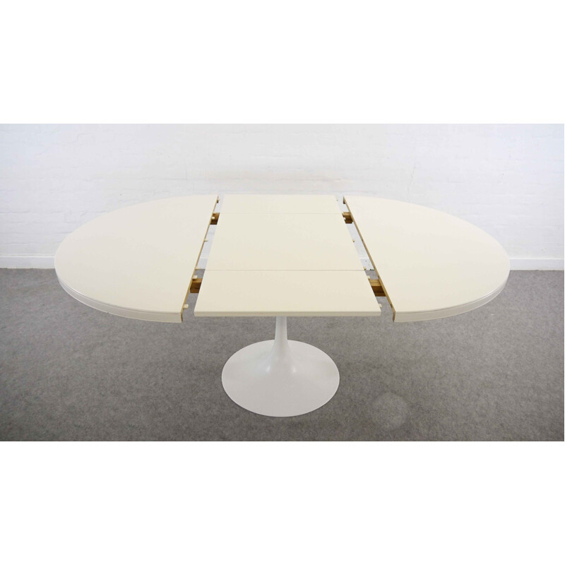 Vintage german extendable table in white aluminium and wood 1970