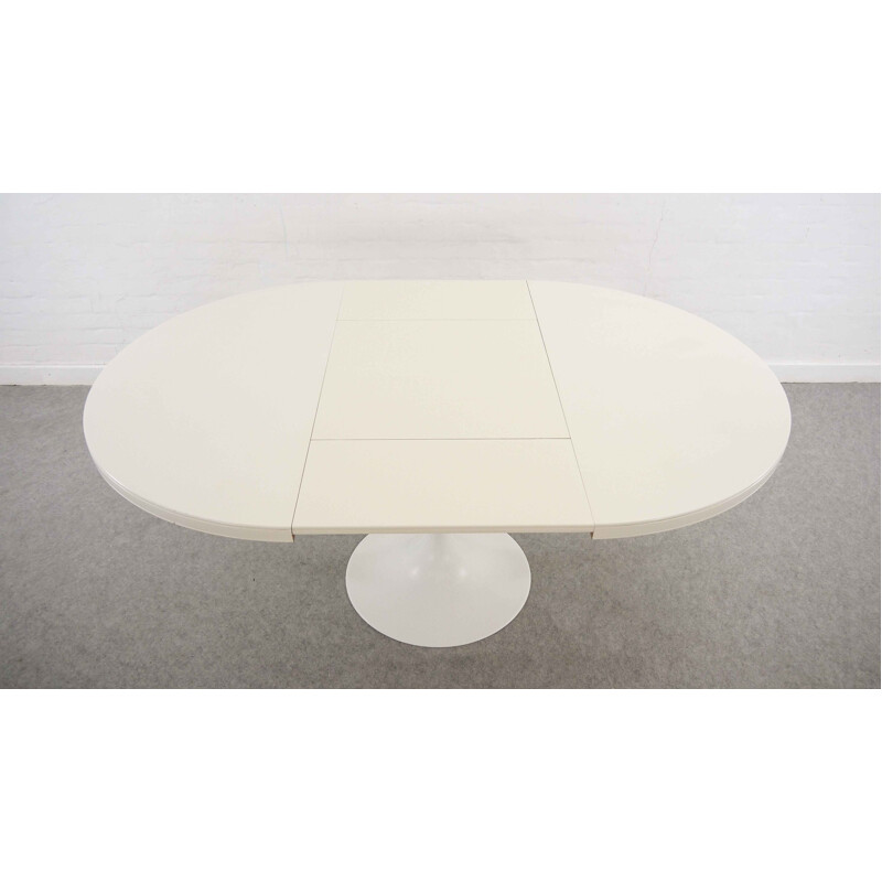 Vintage german extendable table in white aluminium and wood 1970