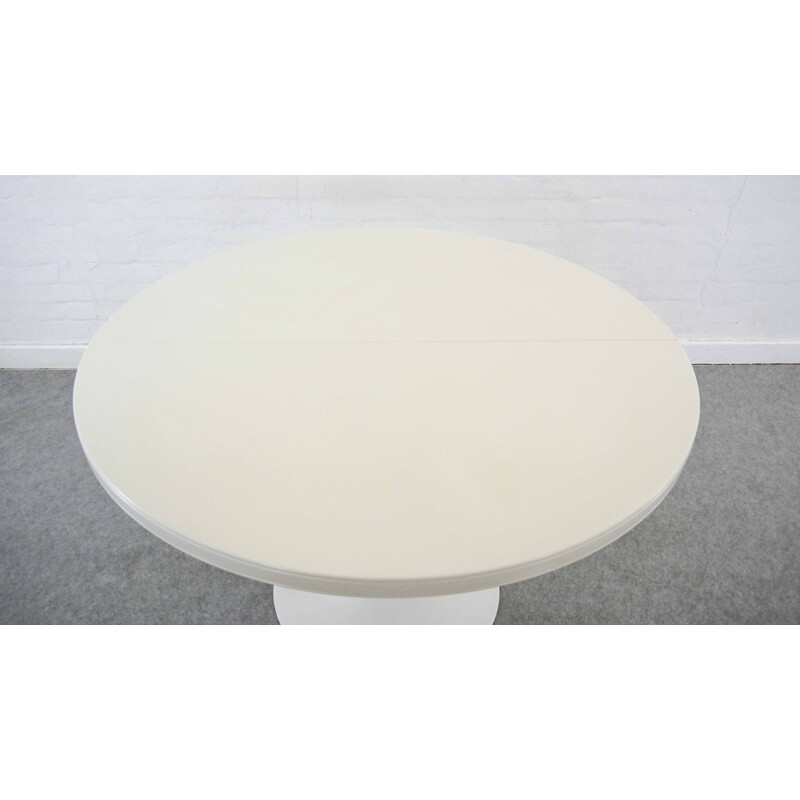 Vintage german extendable table in white aluminium and wood 1970