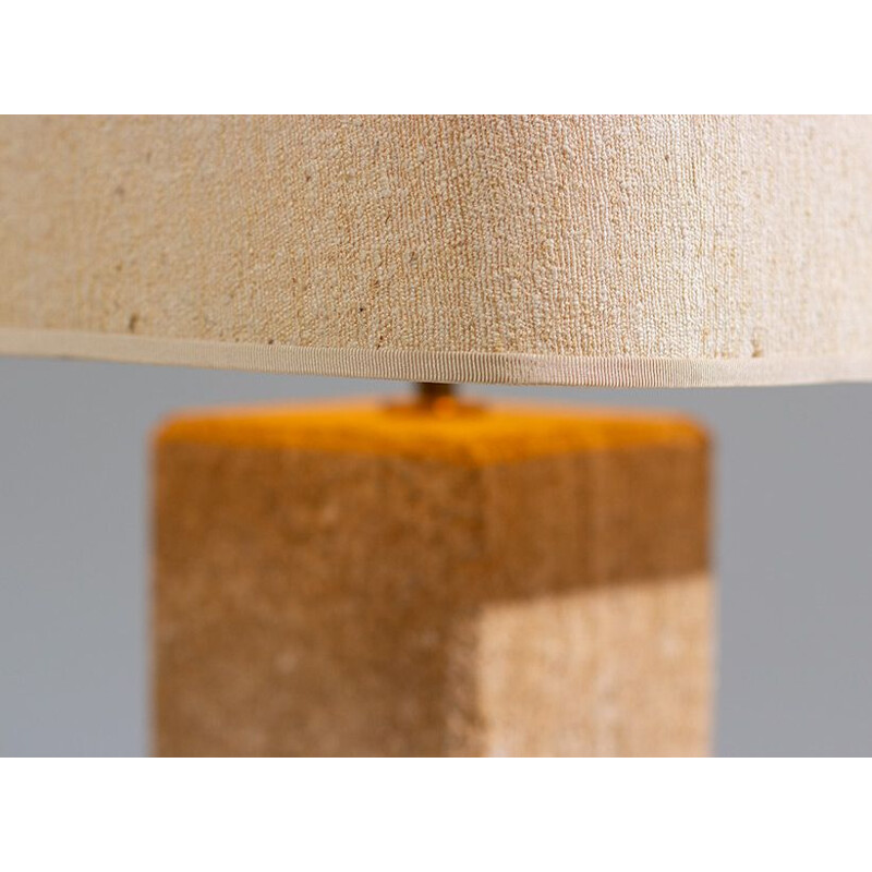 French vintage table lamp in beige limestone 1970