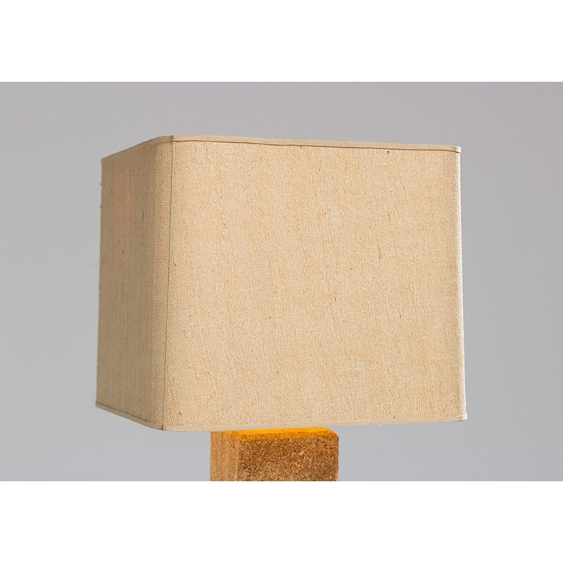 French vintage table lamp in beige limestone 1970