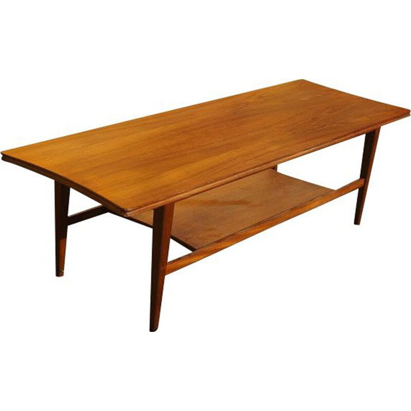 Vintage coffee table with shelf in teak, Denmark 1960