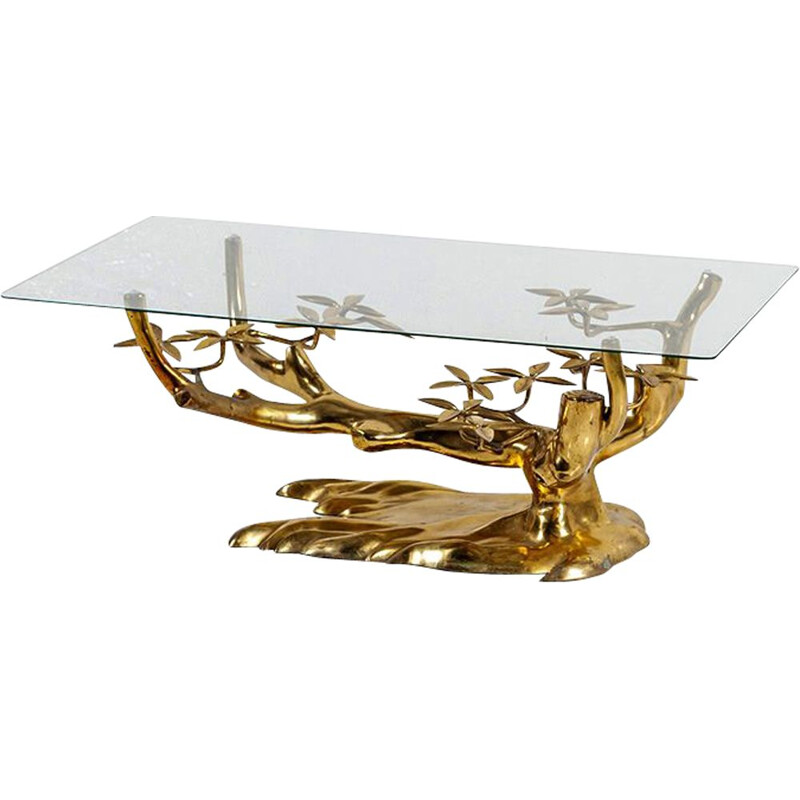 Vintage Coffee Table Bonsaï in Brass by Willy Daro 1970s