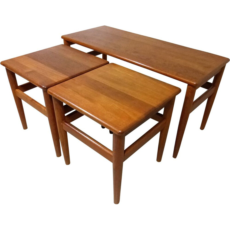 Set of 3 vintage Nesting Tables in Teak Denmark 1970s