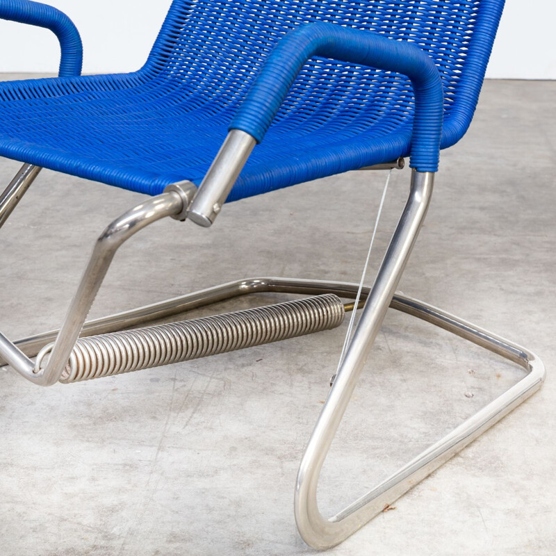 Vintage D36 armchair for Tecta in blue rope and metal 1990