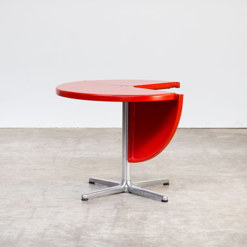 Table vintage Plana pour Castelli en plastique rouge et aluminium 1970