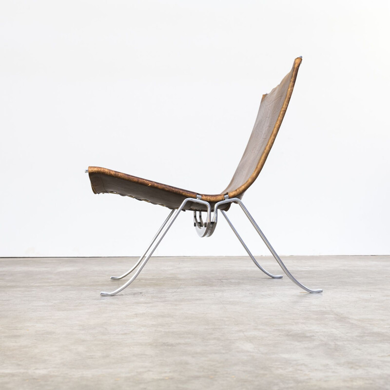 Pair of vintage armchairs for Arnold in metal and brown leather 1970