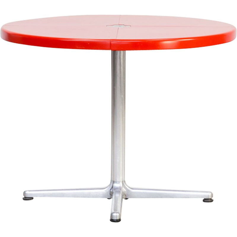 Table vintage Plana pour Castelli en plastique rouge et aluminium 1970