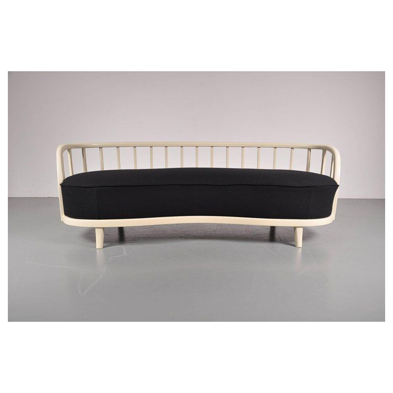 Canapé vintage scandinave en tissu noir 1940