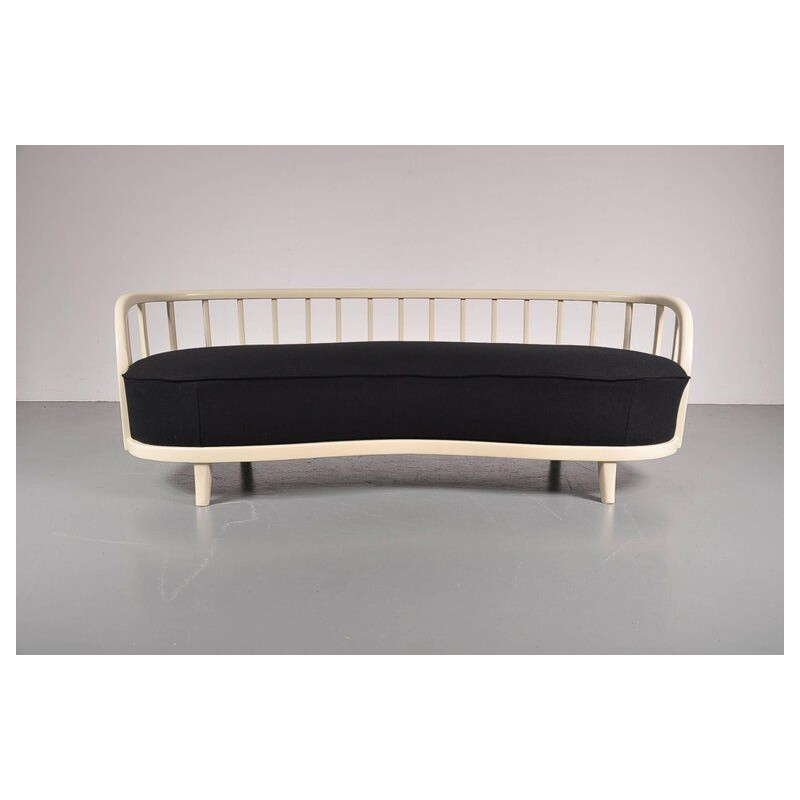 Skandinavisches Vintage-Sofa in schwarzem Stoff 1940