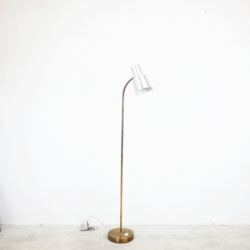 Vintage scandinavian hinged floorlamp in metal and brass 1960