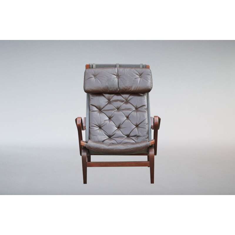 Vintage Lounge Chair in Leather Pernilla by Bruno Mathsson for DUX Sweden 1960s