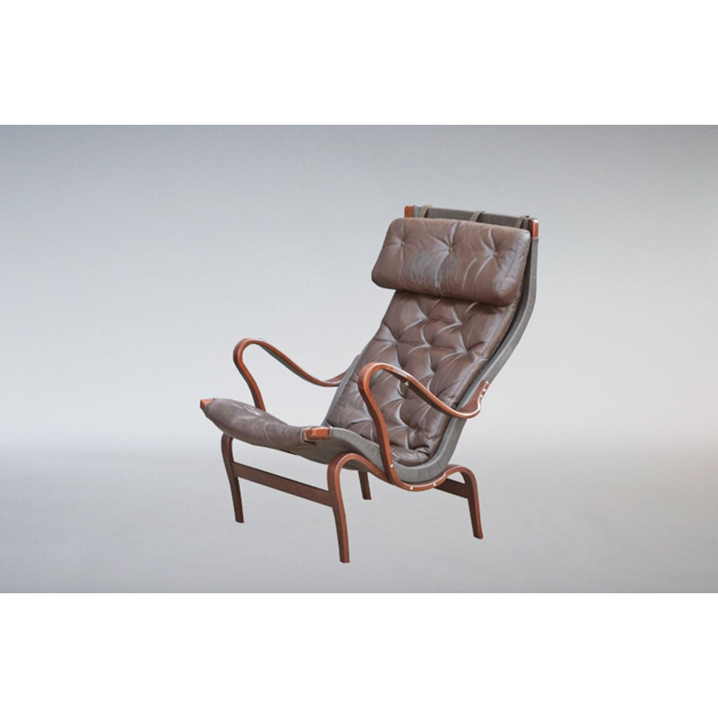 Vintage Lounge Chair in Leather Pernilla by Bruno Mathsson for DUX Sweden 1960s