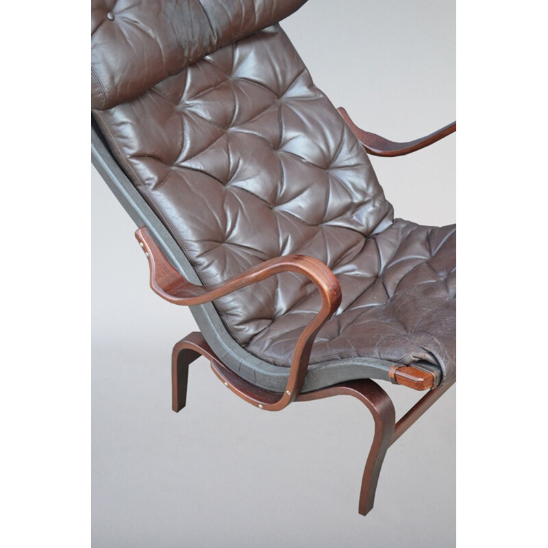 Vintage Lounge Chair in Leather Pernilla by Bruno Mathsson for DUX Sweden 1960s