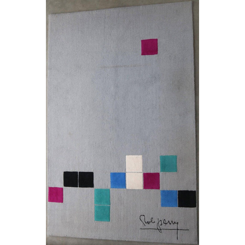 Tapis vintage Squares le tapis est globalement gris par Rob Parry pour Danish Carpets, Pays-bas 2000