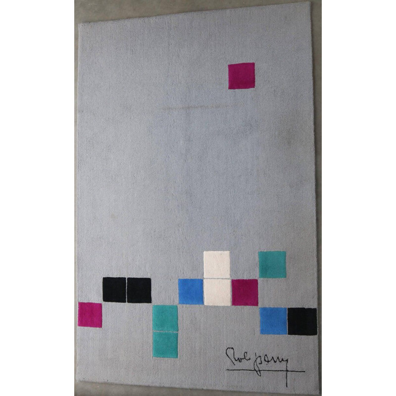 Vintage Squares rug is overall grey by Rob Parry for Danish Carpets, Netherlands 2000