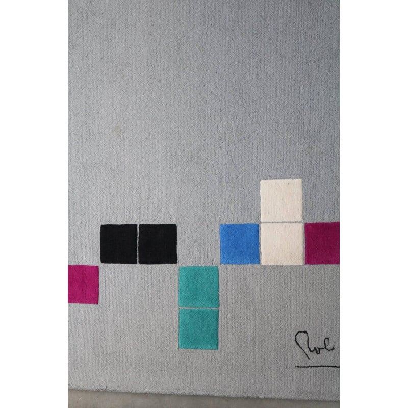 Vintage Squares rug is overall grey by Rob Parry for Danish Carpets, Netherlands 2000