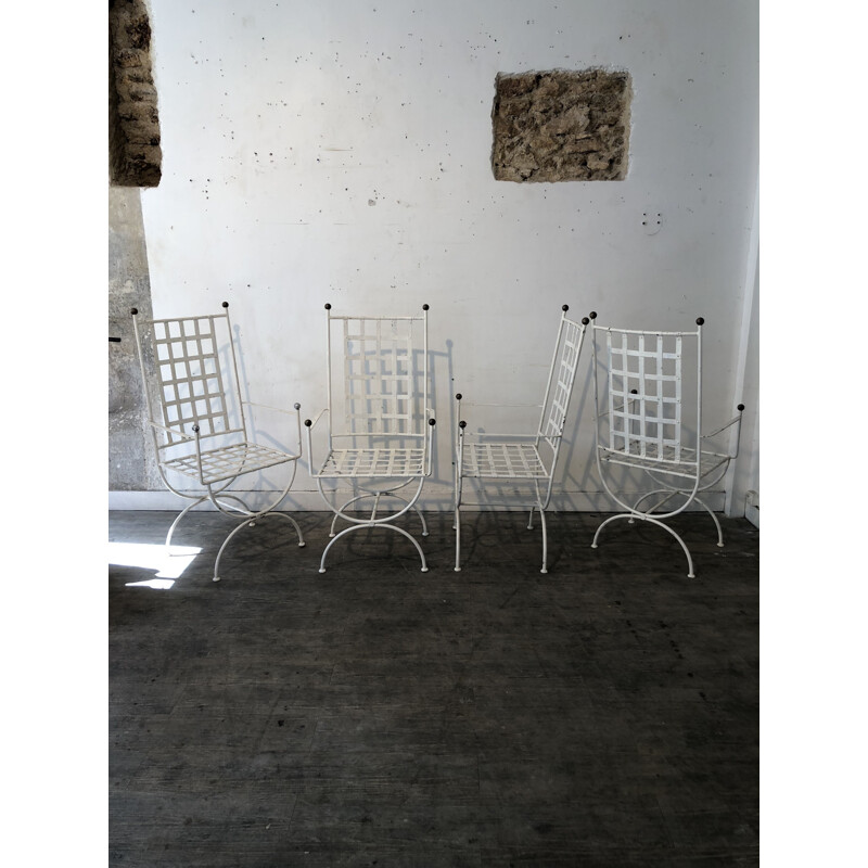 Ensemble de 4 fauteuils de jardin vintage