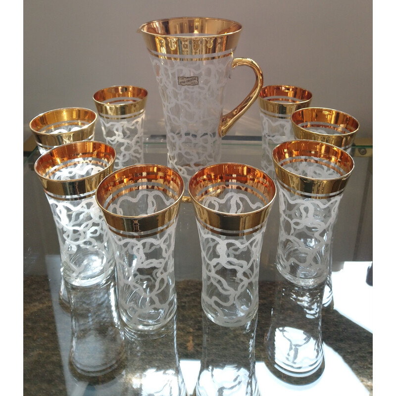 Vintage Orangeade set in Golden Crystal and frost 70s 