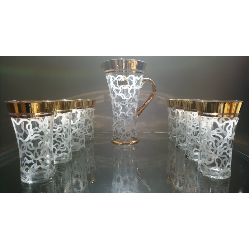 Vintage Orangeade set in Golden Crystal and frost 70s 