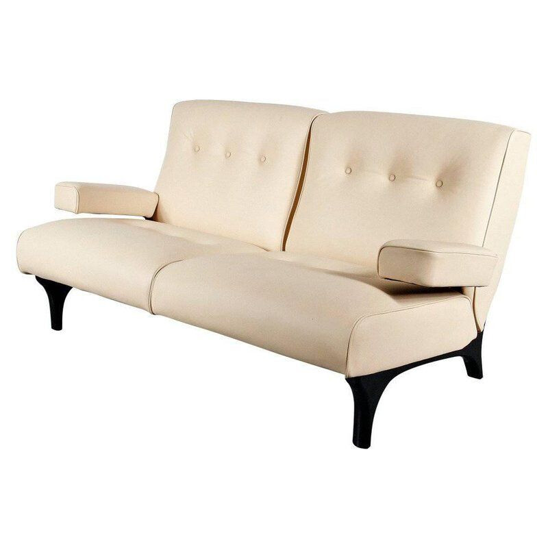 Vintage sofa in Leather Eugenio Gerli by Tecno, Italy 1960s