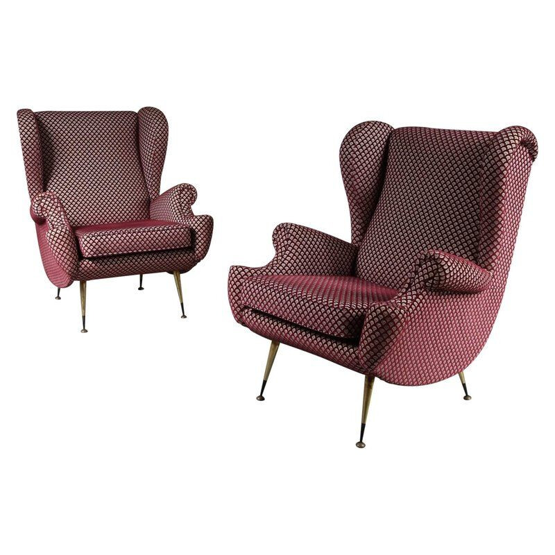 Paire de fauteuils lounge vintage Italie années 1950