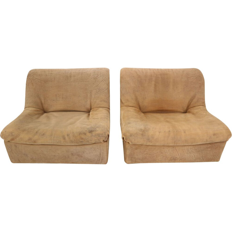 Set of 2 vintage lounge chairs De Sede DS46 in Buffalo Leather, Switzerland 1970s