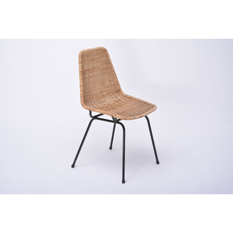 Vintage Chair Rattan and Metal Base by Dirk van Sliedregt for Rohé Noordwolde