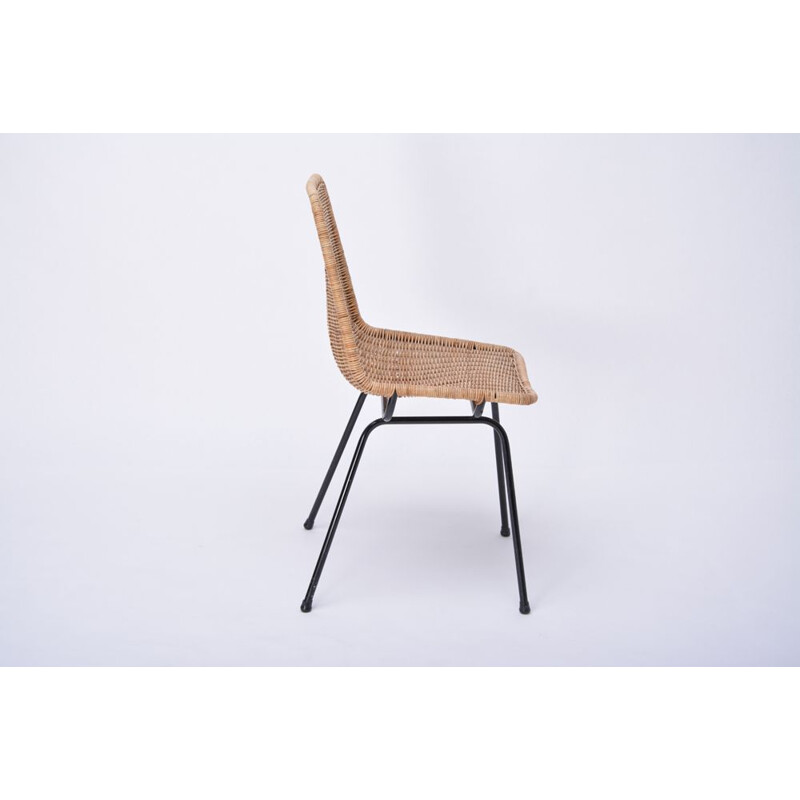 Vintage Chair Rattan and Metal Base by Dirk van Sliedregt for Rohé Noordwolde