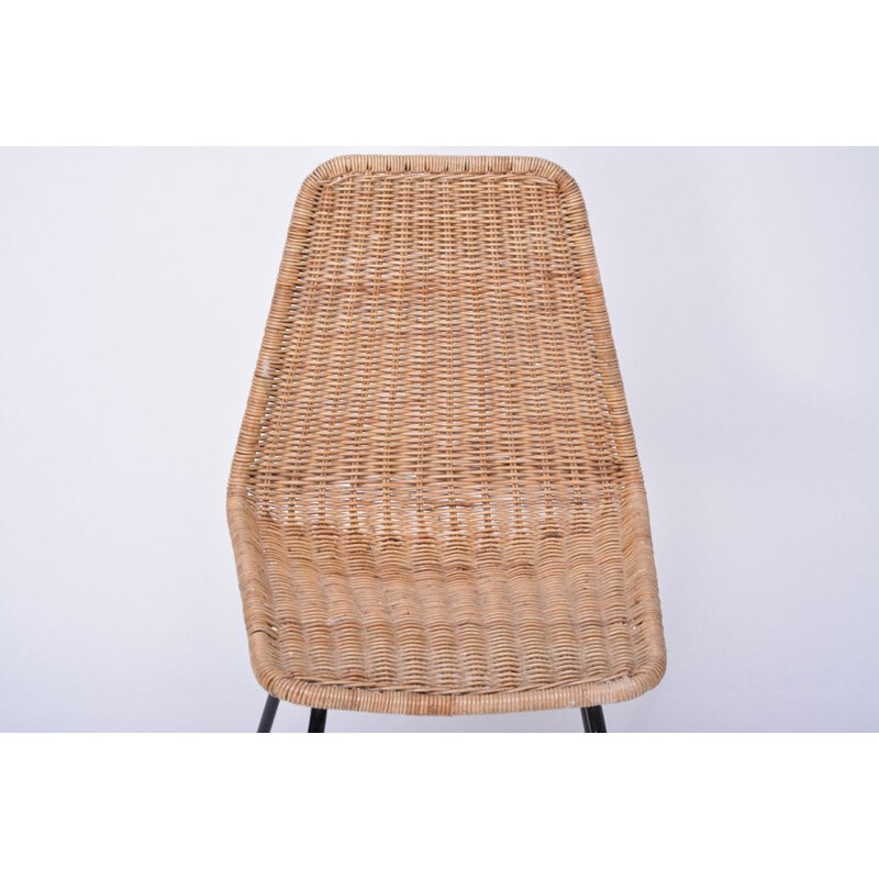 Vintage Chair Rattan and Metal Base by Dirk van Sliedregt for Rohé Noordwolde