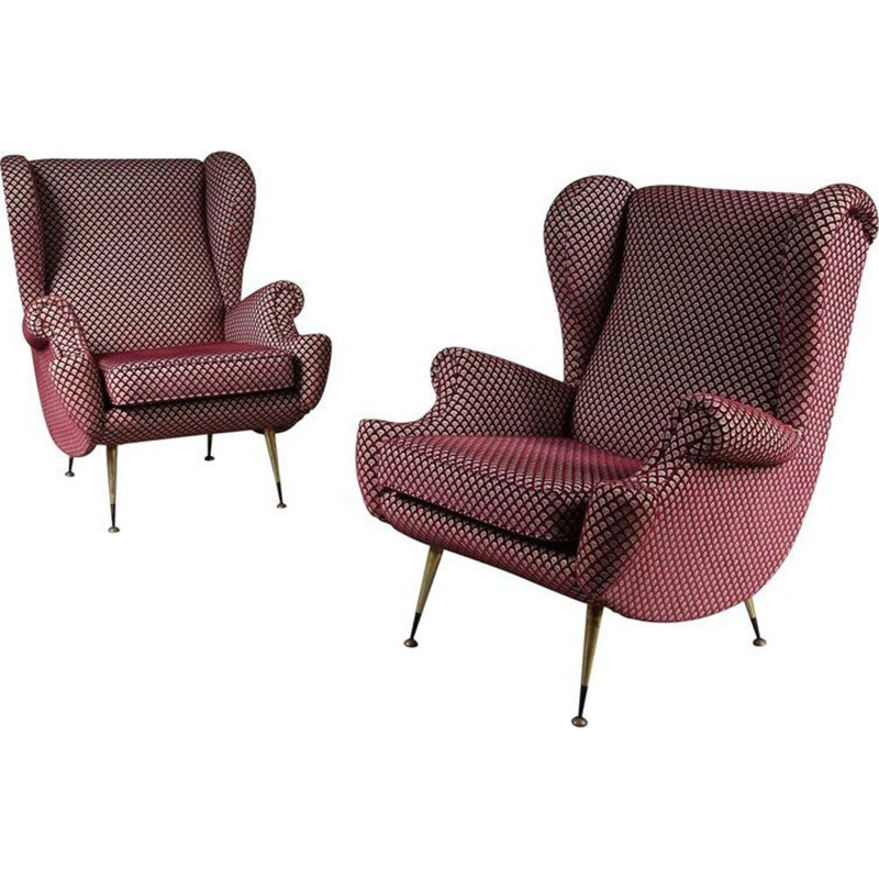 Pair of vintage lounge chairs Italy 1950s