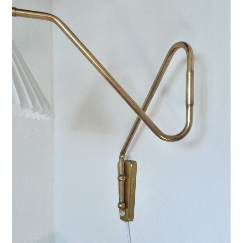 Vintage wall lamp in brass  by Norwegian Astra,1950