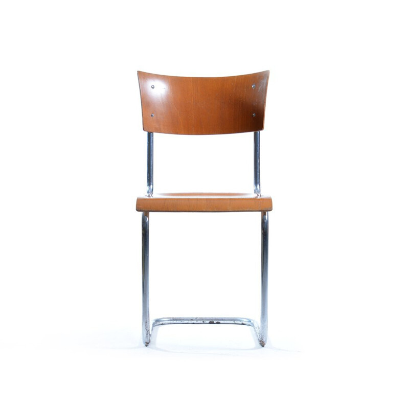 Chaise en bois et chrome Kovona, Mart STAM - 1960