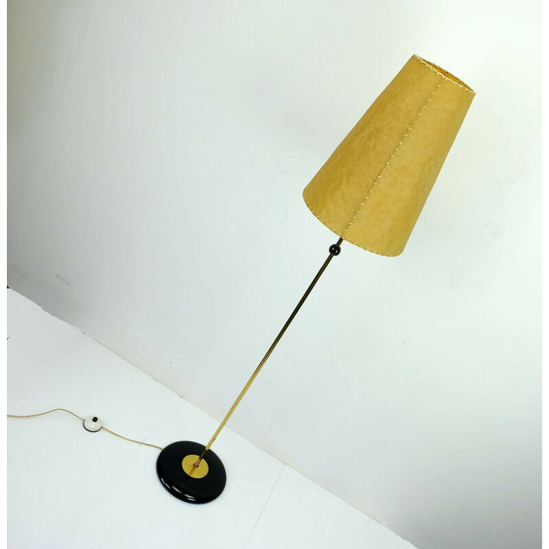 Vintage floor lamp in fiberglass brass from the 50s