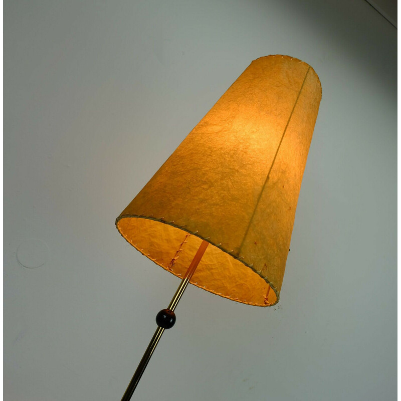 Vintage floor lamp in fiberglass brass from the 50s