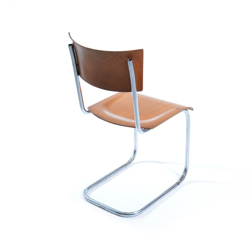 Wooden and chromium Kovona chair, Mart STAM - 1960s