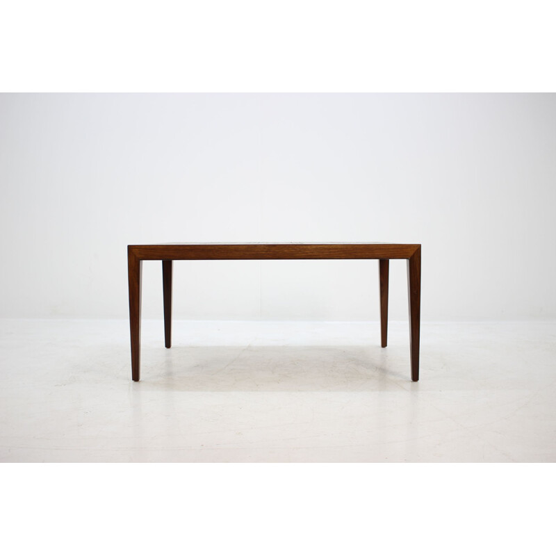 Table basse vintage en palissandre et céramique par Severin Hansen pour Haslev Møbelsnedkeri,1960 