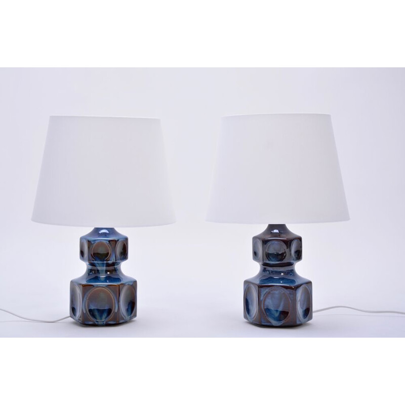 Paire de lampes de Table vintage bleu par Soholm modèle 1062,1970
