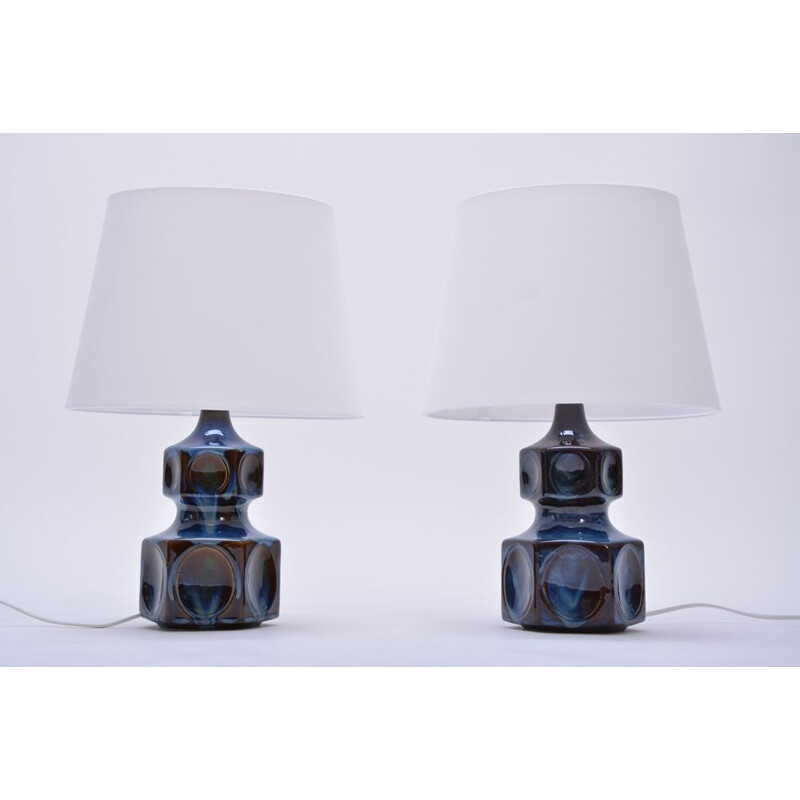 Paire de lampes de Table vintage bleu par Soholm modèle 1062,1970