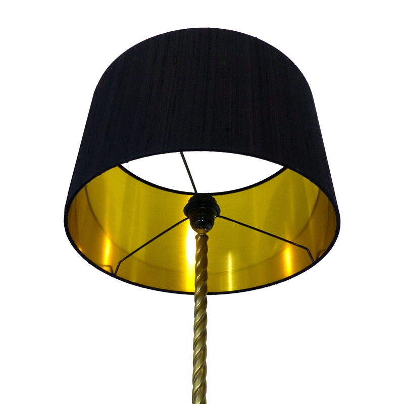 Vintage tripod floor lamp in brass twisted 1950-60s