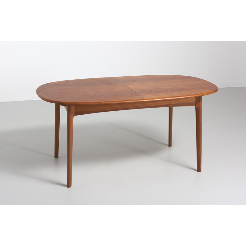 Vintage oval dining table with extension in teak 1960S