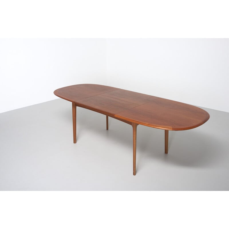 Vintage oval dining table with extension in teak 1960S