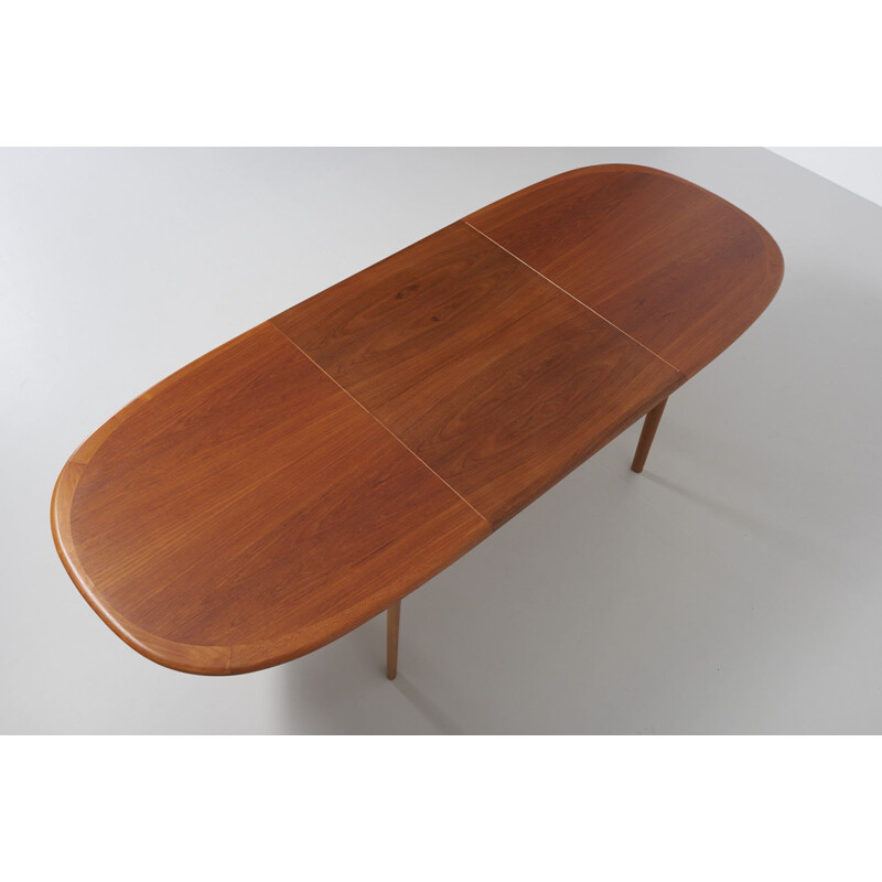 Vintage oval dining table with extension in teak 1960S