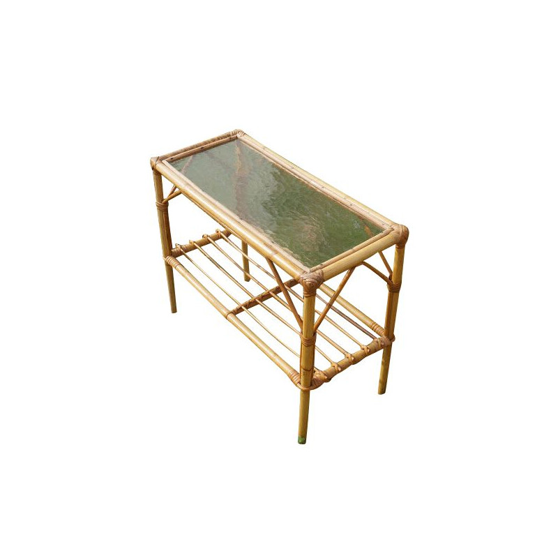 Table d'appoint vintage en bambou 1950 