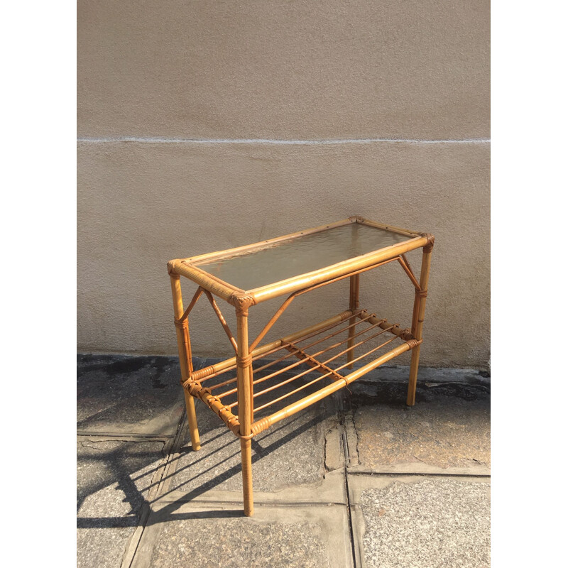 Vintage bamboo side table 1950s