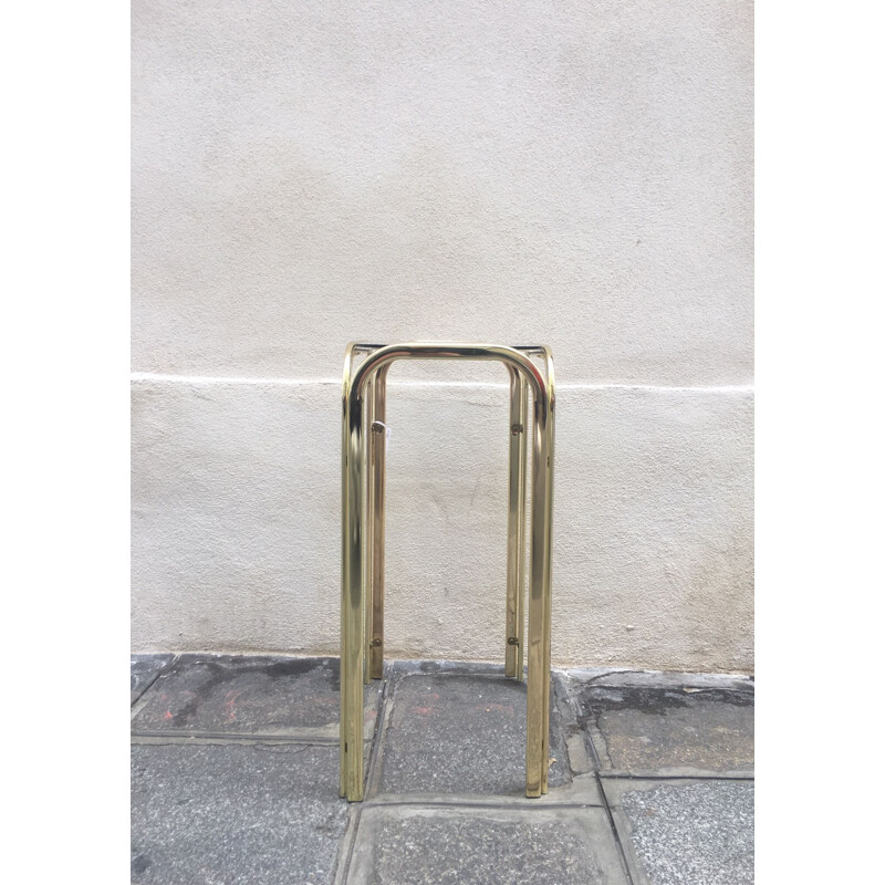 Vintage side table in brass and smoked glass top 1960 side table