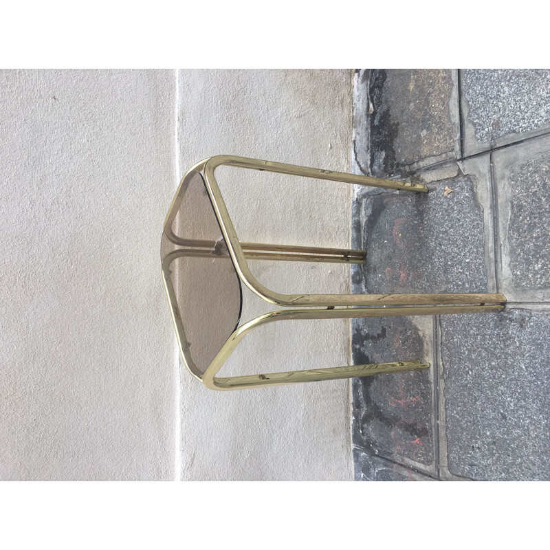 Vintage side table in brass and smoked glass top 1960 side table