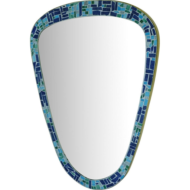 Vintage German blue mirror from the 50s