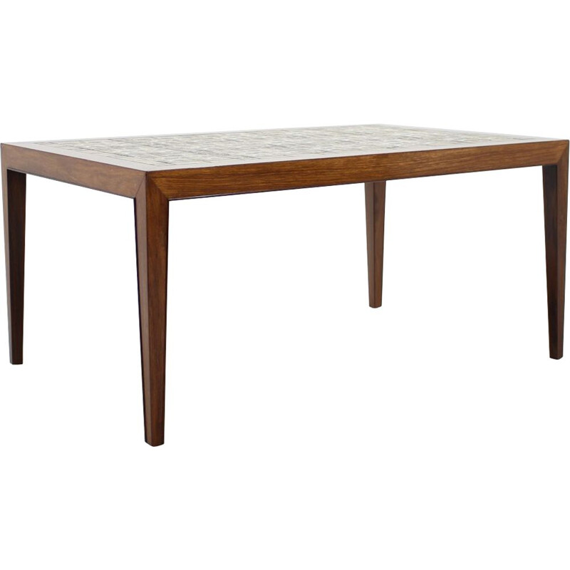 Vintage coffee table in rosewood and ceramic by Severin Hansen for Haslev Møbelsnedkeri, 1960 